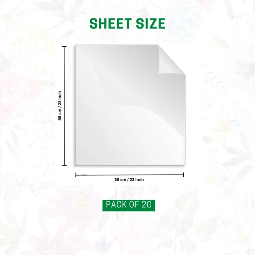 Image of Oasis 20 Sheets Korean Style Waterproof Premium Bouquet Wrapping Sheets (58 cm x 58 cm) | Green Luminous Edge Design Flower Wrapping Paper | Elegant Packaging for Bouquets Gift Wrapping and More
