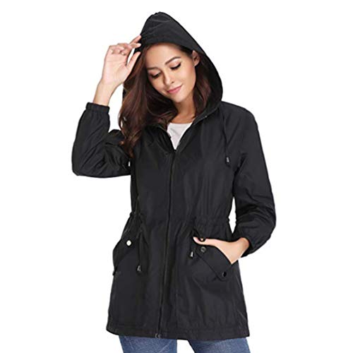 Jaqueta de chuva à prova d'água Garneck manga longa primavera outono casual bolsos casacos agasalho