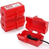 WUWEOT 3 Pack Plug Lock for Lockout Tagout, 4.4'x2.2' Power Cord Lockout, Medium Size 110-125 Volt Temper Proof Electrical Plug Lockout with 2 Locking Holes, OSHA Compliant
