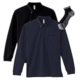 [グリマー] 長袖ポロシャツ (ポケット付) ドライ ボタンダウン 2枚組 Sportsソックスセット ブラック/ネイビー L