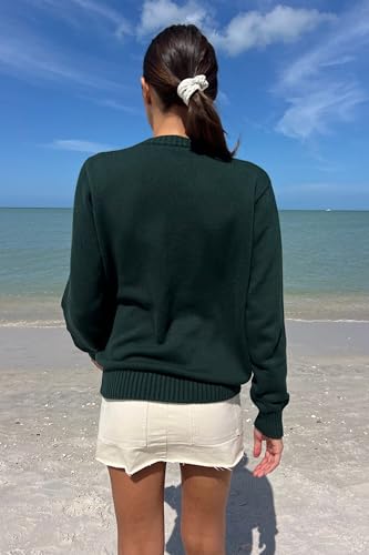 Image of Womens American Flag Sweater Long Sleeve Crew Neck Star Graphic Knit Pullover Tops Casual Loose USA Sweater