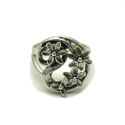 Bague florale en argent 925 R001295 le cadeau ajustable parfait