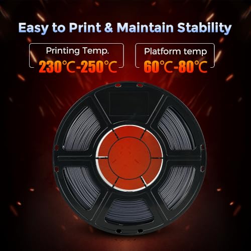 Image of FLASHFORGE Carbon Fiber PETG Filament 1.75mm, Carbon Fiber PETG 3D Printer Filament, 1KG Spool Dimensional Accuracy + /- 0.02mm, Lightweight & Heat-Resistant & Moisture Free (Volcanic Rock Gray)