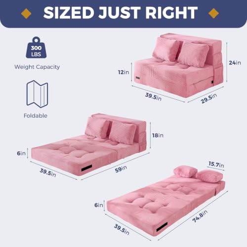 Image of MAXYOYO Convertible Sofa Bed, Fold Out Sofa Couch with Pillow for Adults
