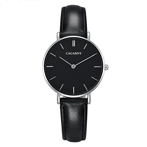 Montre quartz homme LULI cadran rond montre étanche argent bracelet cuir tendance