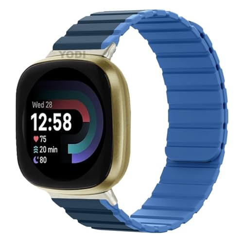 Image of YODI Watch Band Compatible with Fitbit Versa 4 / Fit bit Versa 3 / Fitbit Sense /Sense 2 Band, Soft Replacement Silicone Wristband for Women Flexible Waterproof Sport Watch Strap for Men Large