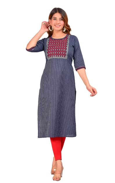 Image of Aashis Impex Women's Kanta Stright Embroidery Work Kurti