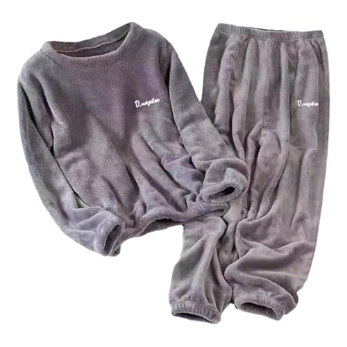 Pijama para hombre de forro polar cálido de felpa elegante ropa de dormir pijama de manga larga para hombre invierno pijamas de dos piezas