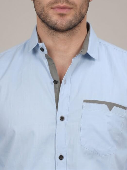 Image of Diverse Men's Cotton Blend Shirt with Pocket Design Spread Collar Full Sleeves Regular Fit and Standard Length | Comfortable Cotton Casual Shirt for Man