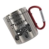 PRAKTISCH: Dank des roten Karabinerhakens kann die Outdoor Tasse einfach am Rucksack, Gürtel oder einem anderen Gepäckstück befestigt und mühelos transportiert werden.