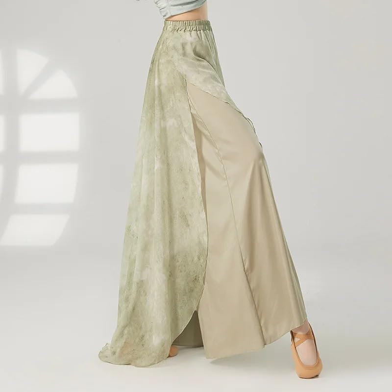 Pantalones de Baile Culottes Sueltos Pierna Ancha Ropa de Escenario for Mujer