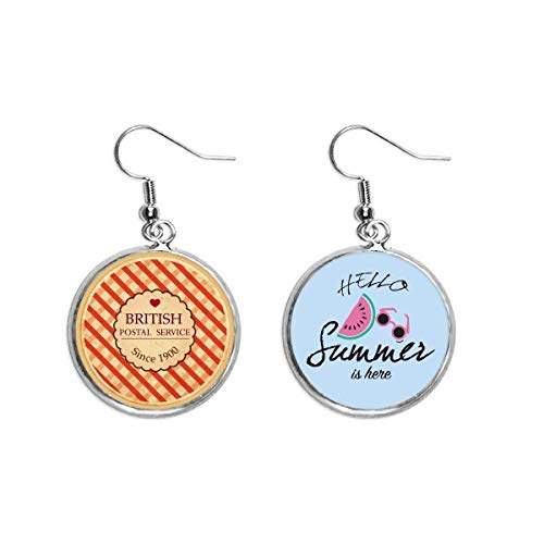 Pendientes de sandía estilo London stamp para lóbulo en verano
