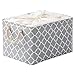 OUTBROS Cesta de almacenamiento grande, caja de almacenamiento plegable de tela con asas de transporte y cubierta de cordón para toallas, libros, juguetes, ropa, 42 x 32 x 26 cm, Linterna/Gris