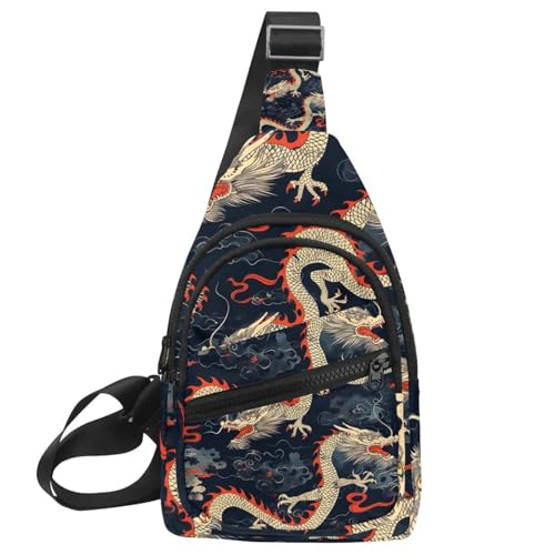 Sac à dos à bandoulière dragon avec sangle réglable pour sport