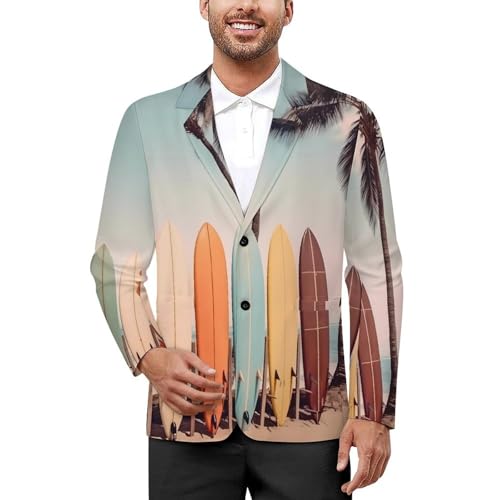 Surfboard Palm Tree Men's Casual Blazers Slim Fit Sport Coats Blazer Two Buttons Suit Jacket for Work Party