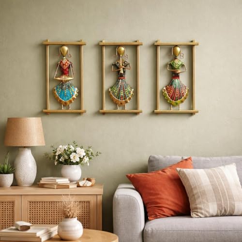 Image of Rajasthani Decorative Items Metal Frame (12 x 6.5 Inch) | Home decoration Item for living room Wall Hangings Traditional Wall Decor for Living Room & Home Decoration | Artistic Wall Hanging metal wall decor | Wall Decor Items for Home