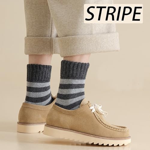 CHUNFO Womens Striped Warm Socks Wool Sock Casual,Cotton,Boot,Loafers,Flats,Size5.5-112