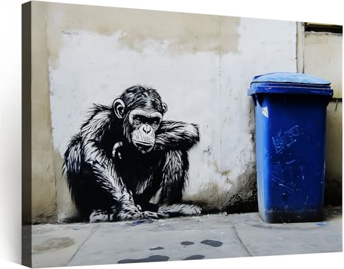 Peinture 90x60 cm singe graffiti pour habiller un grand mur vide de salon ou chambre