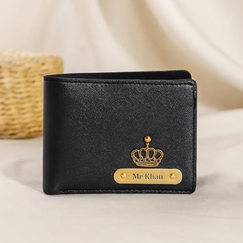 Image of Thebaegift Personalized PU Leather Men's Wallet with Customized Name | Birthday Anniversary Corporate Gift for Men Male Husband Brother | Wallets for Men Man | Gift for Dad Father Daddy Papa