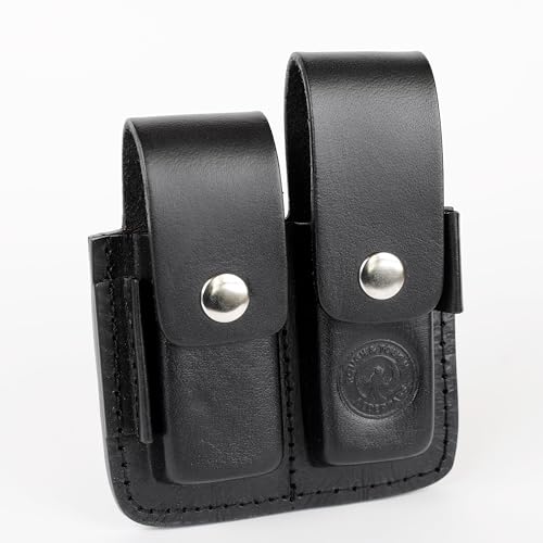 Ledertaff Lederholster für Leatherman und andere Multitools zum Tragen am Gürtel, Platz für Bit Kit und Extender, braun/schwarz, klein für Wave, groß für Mut (Black, Mut)