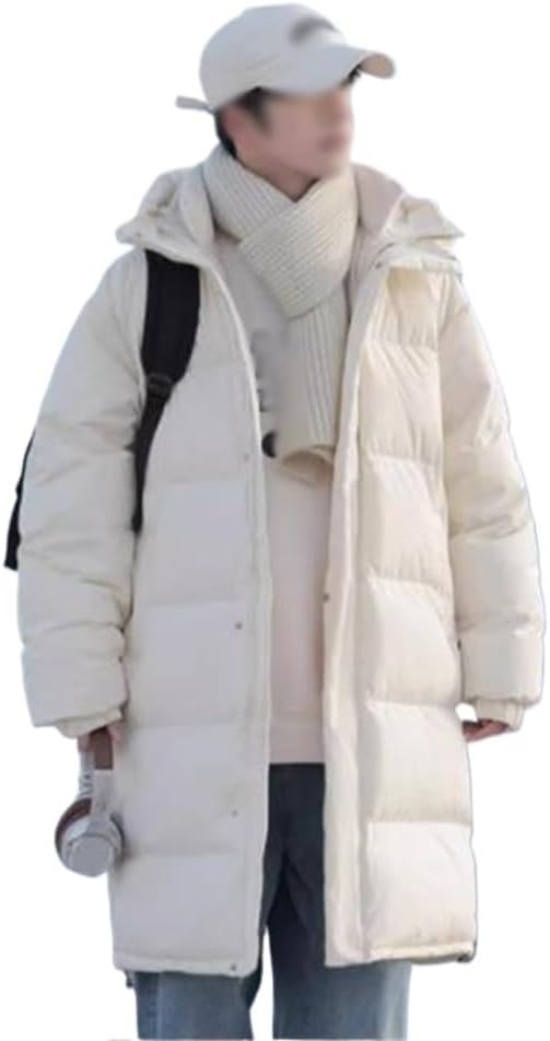 VIDI Medium And Long Down Jacket For Men In Winter Thick Warm White Duck Loose Casual Coat