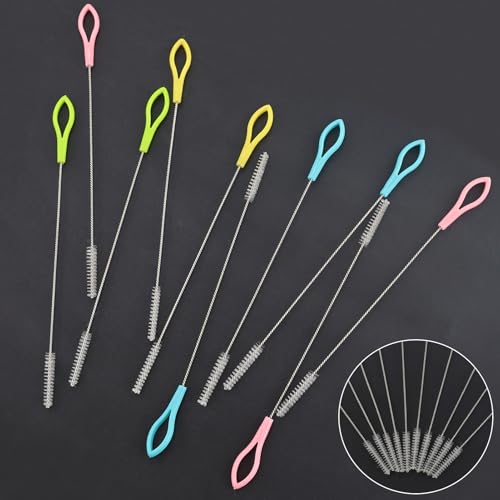 Strohbürsten, 10 Stück Strohhalm Reinigungsbürsten, Strohbürsten aus Edelstahl, Strohhalm Bürste, Reagenzglasbürsten, Strohrohrreiniger