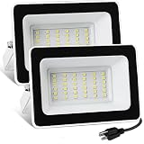 UFOND 3000 Lumen LED Flood Lights with Plug,30W Outdoor Waterproof Security Lights, Super Bright Flo