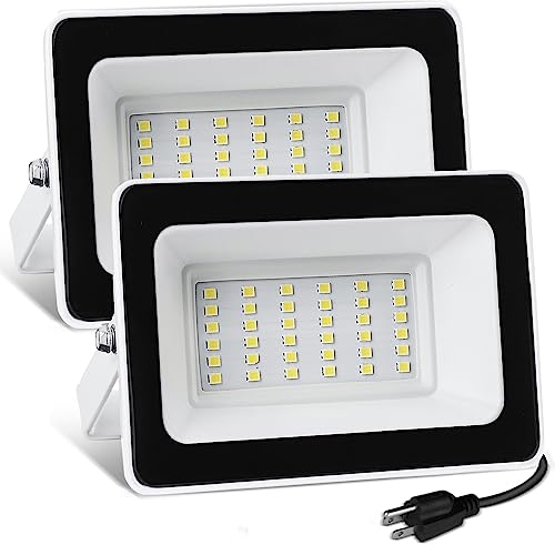 Ufond 3000 Lumen Led Flood Lights With Plug,30W Outdoor Waterproof Security Lights, Super Bright Floodlight,Work Light Heads Adjustable For Garage,Yard,Garden,Porch（2 Pack） #TOP22