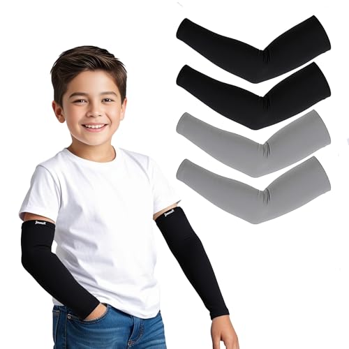 Image of Kids Arm Sleeves - Protective Arm Covers for Boys & Girls, Ages 5-13, UV Sun Protection, Perfect for Sports, Cycling, Running, and Outdoor Activities
