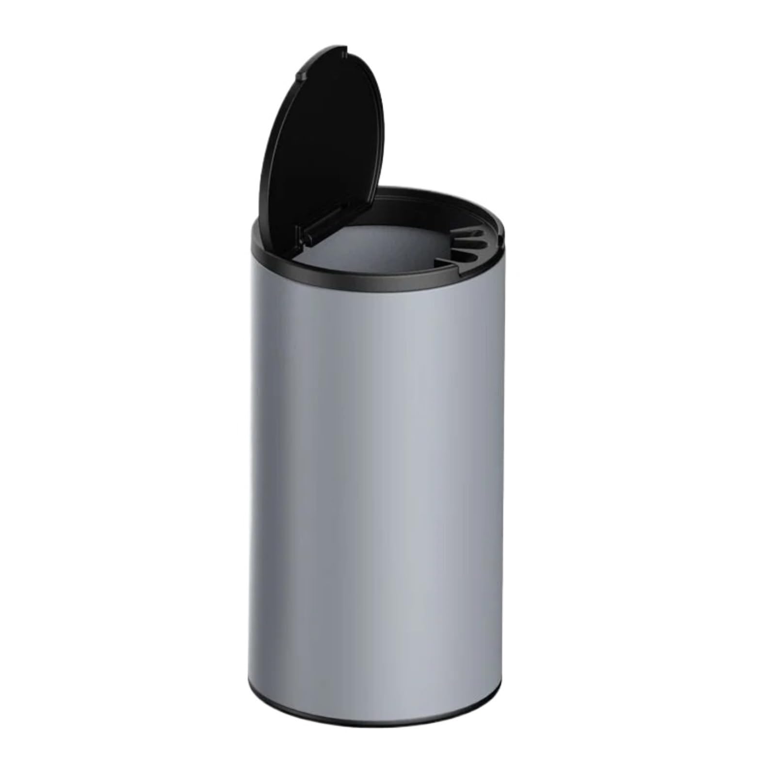 Car Bin Car Ashtray Creative Aluminum Alloy With Lid Automotive Ash Cartridge Trash Can Automatically Extinguish Smoke Cars Rubbish Bins(Dark gray)