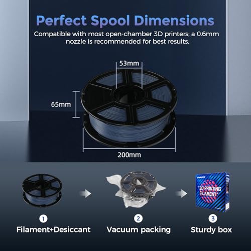 Image of FLASHFORGE Carbon Fiber PLA Filament 1.75mm Sailor Blue, Reinforced 3D Printer Filament 1kg, Lightweight & High-Strength PLA-CF Filament, Strong & Easy to Print