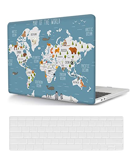 Funda para MacBook Air 13 A1466 y A1369 carcasa rígida de plástico con mapa del mundo