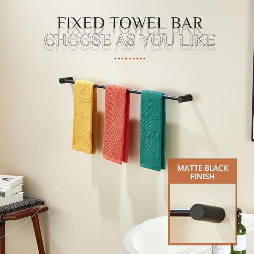 Image of KOKOSIRI Bath Towel Bar Matte Black 32-Inch Bathroom Towel Holder for Wall Mounted Stainless Steel Bathroom Lavatory Hardware Accessories, B4007BK-L32
