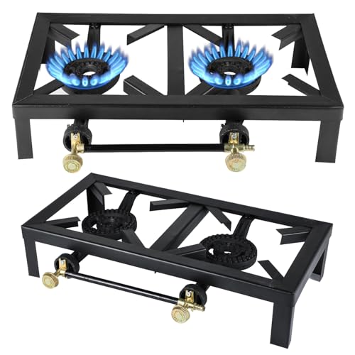 Trintion Double Burner Camping Stove, Portable Camping Gas Stove, Automatic Ignition, Double Butane Catridges Outdoor Gas Cooker - Outdoor Camping BBQ Living