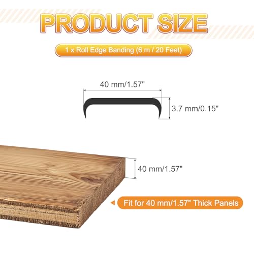 MECCANIXITY TPE U-Shape Edge Banding Self Adhesive Flexible Veneer Edging Trim 1-9/16 Inch x 20ft Furniture Edge Protector for Shelf Cabinet Table Repair Restoration (Black) by MECCANIXITY - Image 2