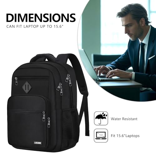 LIECDRO Black Backpack for Men