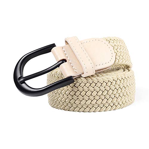 Image of Mile High Life | Braided Stretch Elastic Belts | Pin Oval Solid Black Belt Buckle | PU Loop End Tip Men /Women /Junior Belt