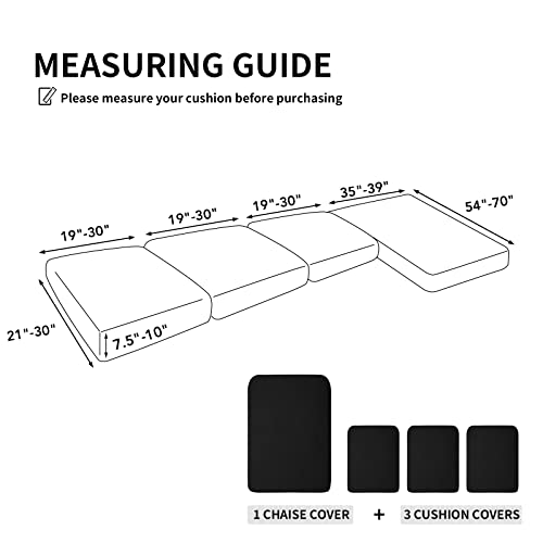 Image of Easy-Going Stretch 4 Pieces Couch Cushion Covers for Sectional Sofa L Shape