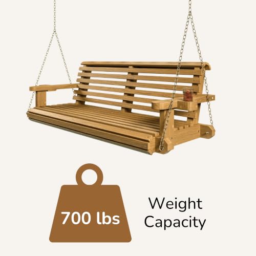 Image of Porchgate Amish Heavy Duty 800 Lb Roll Comfort Treated Porch Swing W /Chains (5 Foot, Birch)