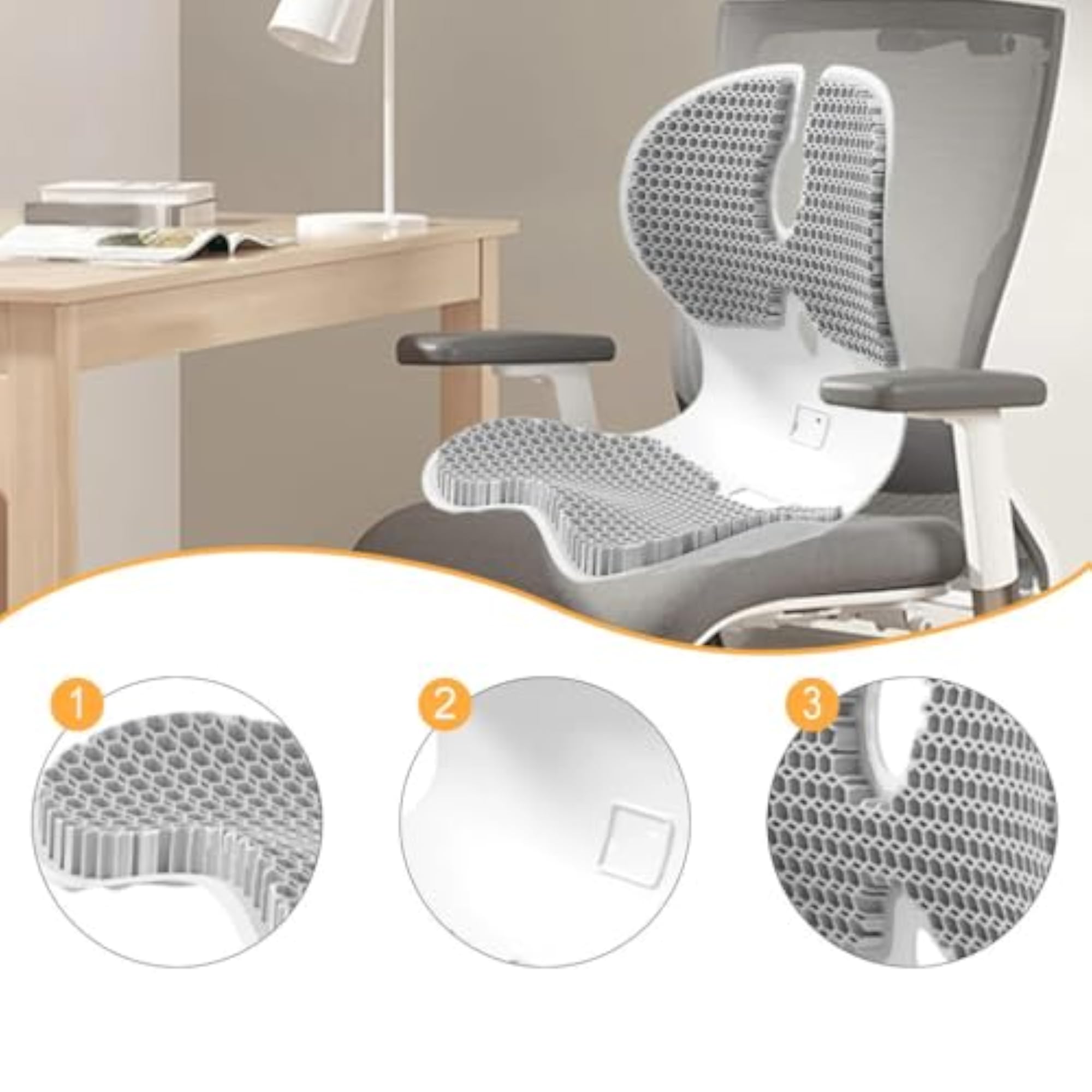 Lumbar Back Support with Hard Chair Cushion