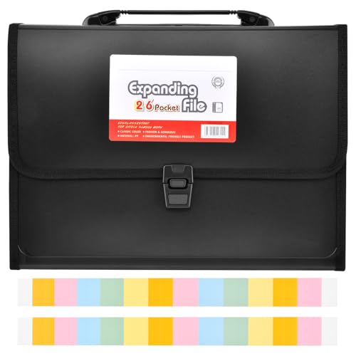 Pasta sanfonada expansível de 26 bolsos com alça, letra A4, tamanho de papel, pasta de arquivos de p