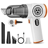 Bblldi Handheld Car Vacuum Cleaner, 2-in-1 Cordless Car Hoover and Air Blower with 15000 Pa Strong Suction, USB-C Rechargeable Lightweight Portable Mini Hand Held for Vehicle/Home/Pet Hair, White