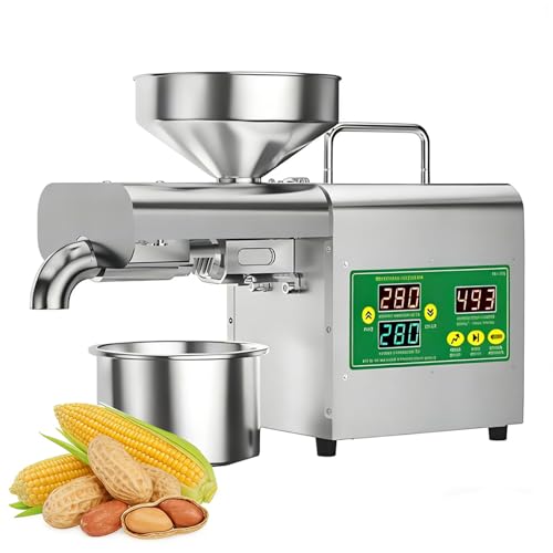 Sedamorally Frantoio Automatico Da 820 W Per L'estrazione Olio Girasole/Oliva, Frantoio Domestico A Caldo/Freddo In Acciaio Inossidabile Con Temperatura Regolata A 50-300 Gradi