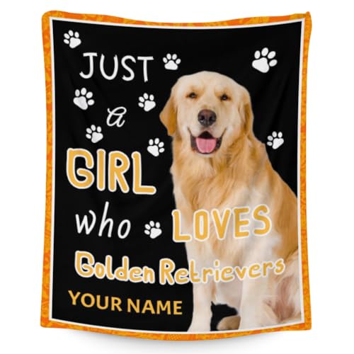 AIOMXZZ Personalized Golden Retriever Blanket Gifts with Text Name, 50