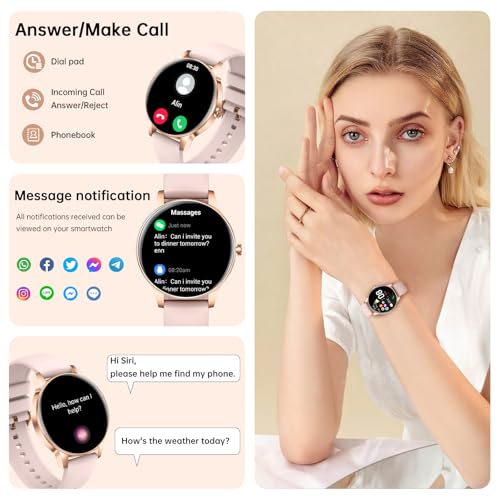 Image of Smart Watch for Women, 1.27 inch HD Screen Fitness Tracker, Make /Answer Calls, 2026 Portable Smartwatches, 130+ Sport Modes with Heart Rate /Sleep Monitor, IP68 Waterproof, Fitness Watch for iOS Android
