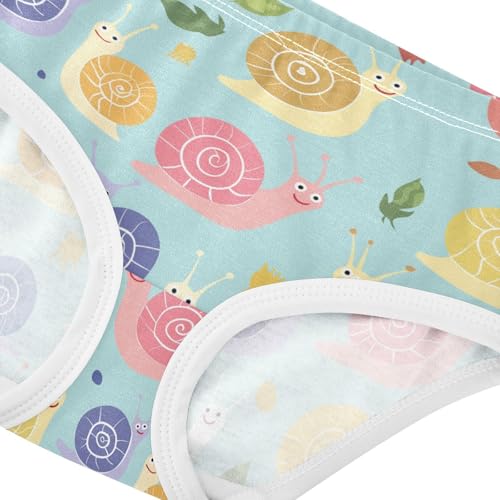 Wusikd Cute Snails Girls' Underwear Cotton Girls Briefs Soft Toddler Underwear 2T4