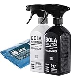 コーティング剤 車 セラミックコーティングとトップコートのセット 【500ml+500mlの大容量】【日本正規品】 ガラスコーティングとカーワックスの効果を１つに BolaSolution P17とP17s+のセット (P17(黒):P17s+(白):WIPE:1枚)