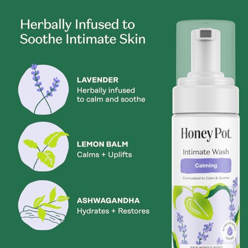 Image of The Honey Pot Company - Feminine Wash - Calming - Herbal Infused w /Ashwagandha, Lavender, and Lemon Balm to Calm and Soothe - pH Balanced - Feminine Care for Sensitive Skin - 5.51 Fl Oz