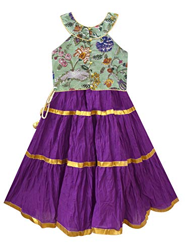Image of A.T.U.N. (ALL THINGS UBER NICE) Girls Cotton Printed Readymade Ghaghra | Lehenga Choli and Dupatta Set | Ethnic Wear Clothing Set for Festival Occasions