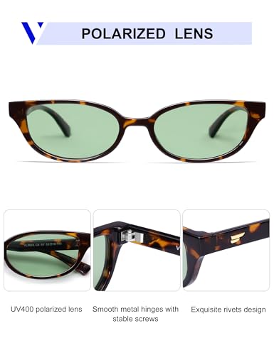 Image of VANLINKER Retro Semi Oval Polarized Sunglasses for Women Men Trendy Small 90s Style Vintage Narrow Rectangle Frame VL9833